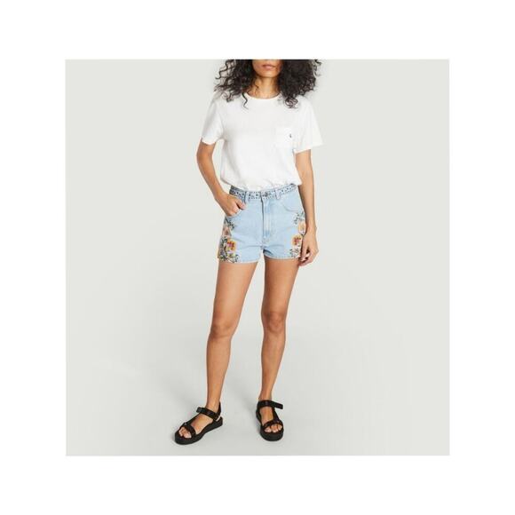 Nwtg Farm Rio Summer Garden Embroidered Denim Shorts Size 31 - Picture 5 of 10